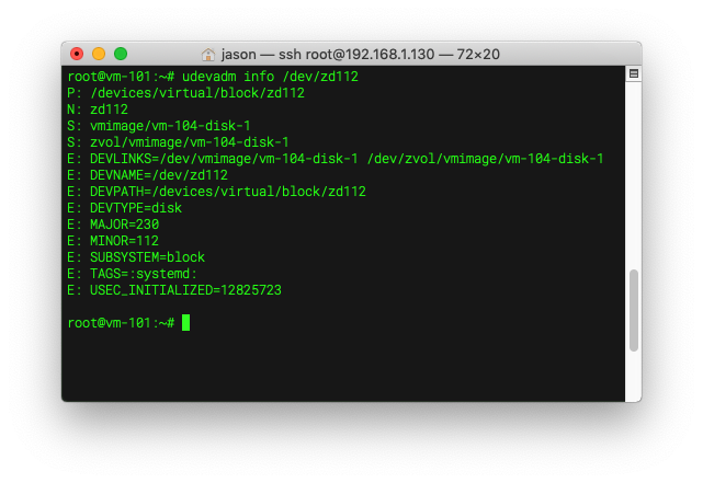 udevadm 查看 zdN 對應 VM 磁碟