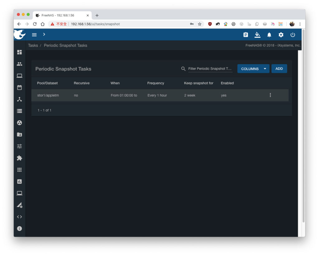 FreeNAS Snapshot Task