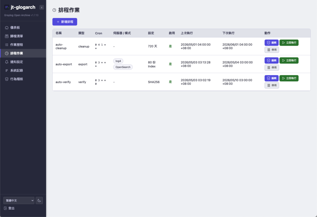 排程作業：每日匯出、每月清理與驗證