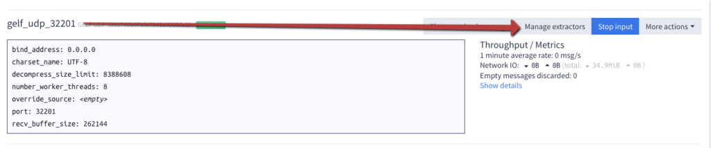在 Input 清單中按 Manage extractors